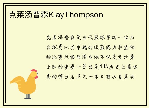 克莱汤普森KlayThompson